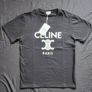 Celine Black Tee with White Logo